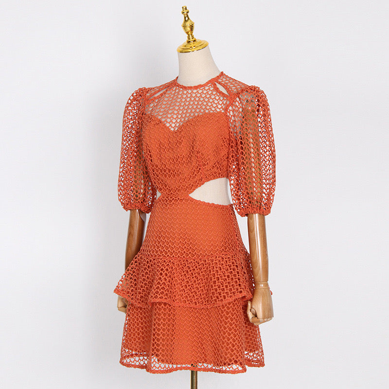 Fully crochet cut out mini dress