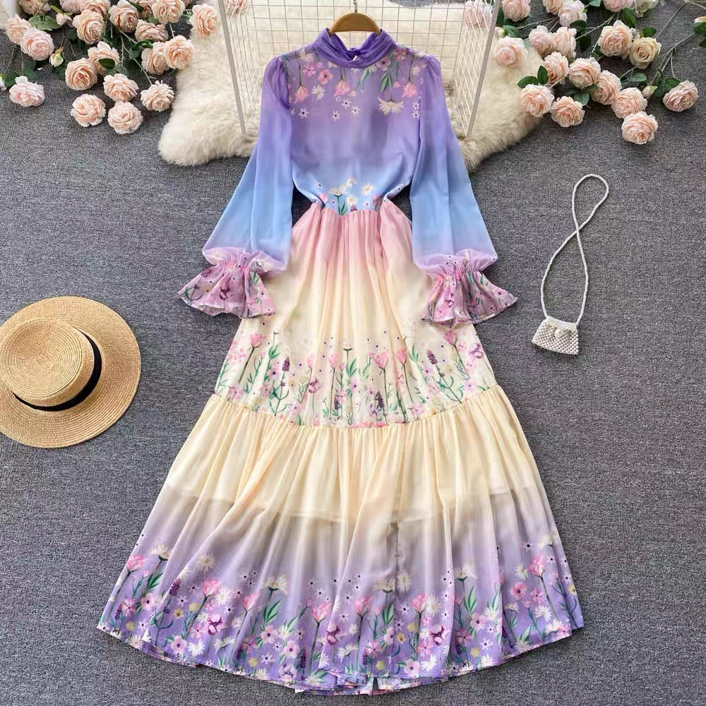 Dreamy garden maxi chiffon dress