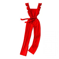 Ruffle apron tie waist jumpsuit