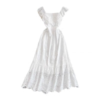 Eyelet embroidery ruffle midi dress