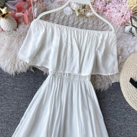 Flappy off shoulder tiered solid dress