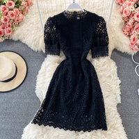 Classic lace A line cup sleeve dress