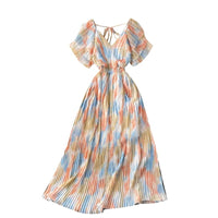 Tie dye pleated midi dress