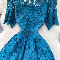 Endless lace layers dress in cobalt blue