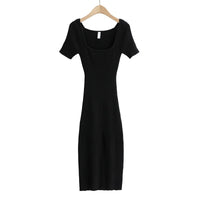 Square neck knit dress