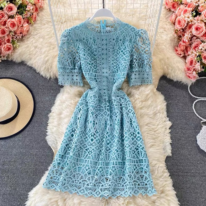 Classic lace A line cup sleeve dress